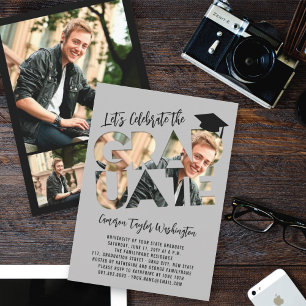 Cool Graduate Cutout Modern Graduation Photo Party Invitation