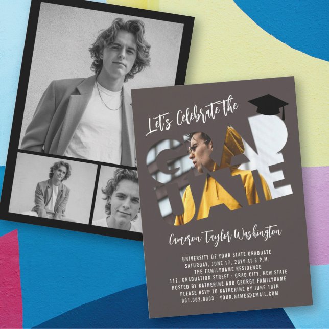 Cool Graduate Cutout Photo Modern Graduation Party Invitation (Creator Uploaded)