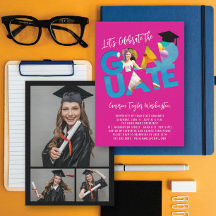 Cool Graduate Cutout Photo Modern Graduation Party Invitation
