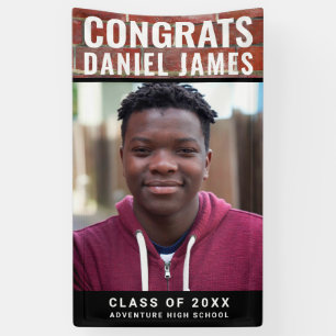 Cool Graduation Congrats Photo Red Brick 2023 Banner