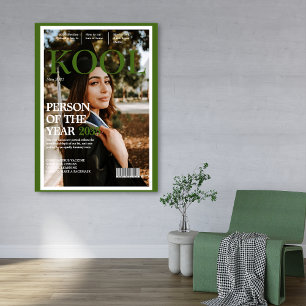 Cool Graduation Fake Magazine Cover Photo Green Poster