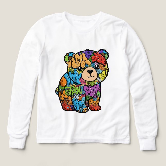 Cool Graffiti Bear Kids' T-Shirt (Design Front)
