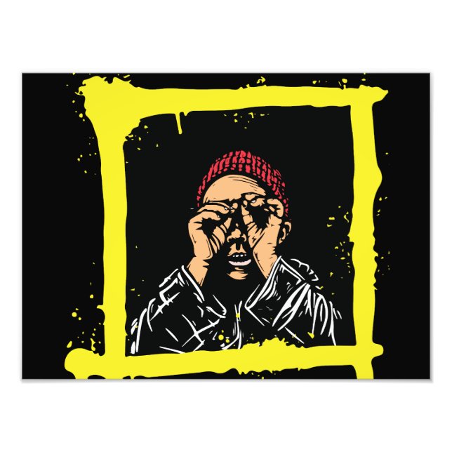 Cool Graffiti Illustration Art,  Funny Men Shirt Photo Print (Front)