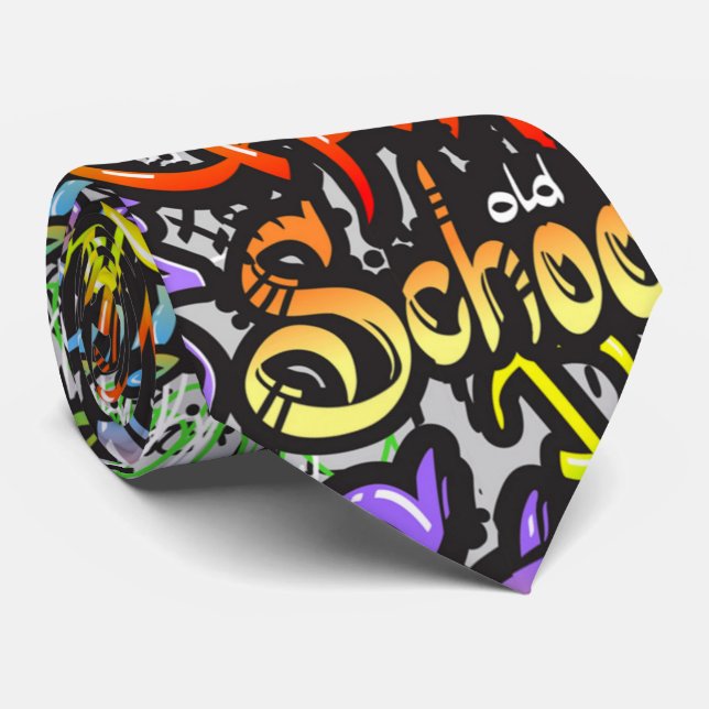 cool graffiti lovers pattern tie (Rolled)