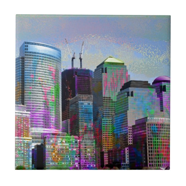 Cool graffiti splatters watercolours New York city Tile (Front)