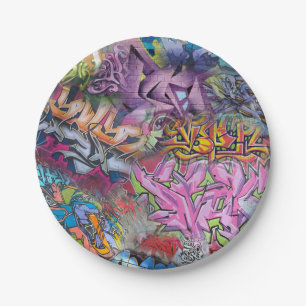 Cool Graffiti Street Art Abstract Paper Plate