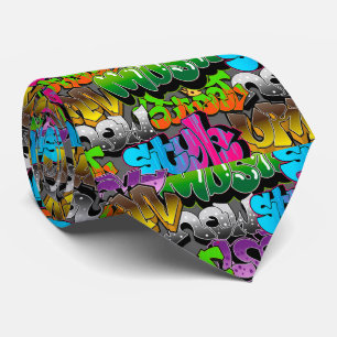 cool graffiti tiled pattern  tie