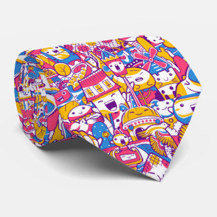 cool graffiti tiled pattern  tie