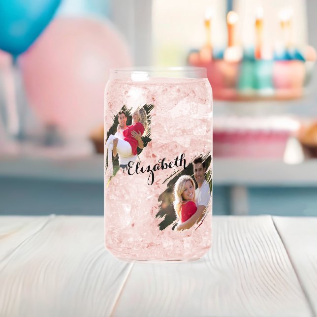 Cool Graffiti Torn Effect Photo Collage Monogram Can Glass (Insitu (Baby Shower))