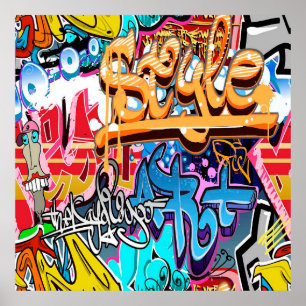 Cool graffiti word art home office decor poster