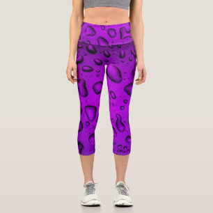Cool Grainy Purple water drops Capri Leggings