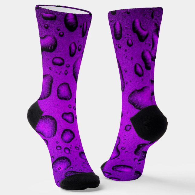 Cool Grainy Purple water drops pattern Socks (Angled)