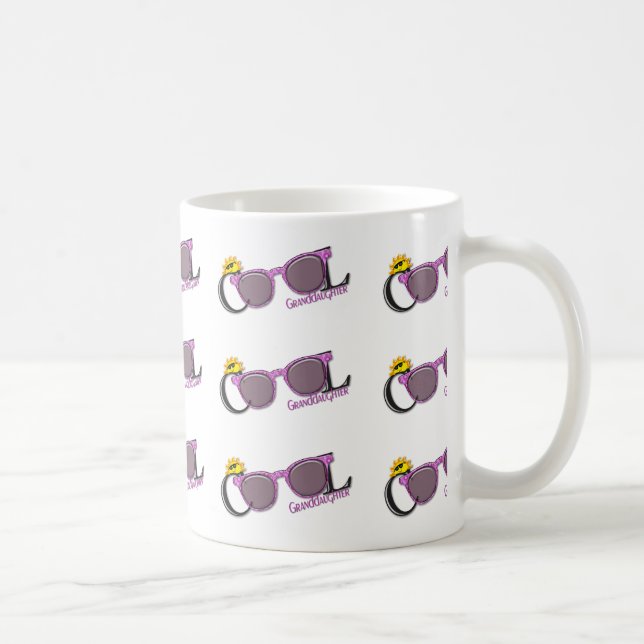 Cool Granddaughter-sun and sunglasses on white Coffee Mug (Right)