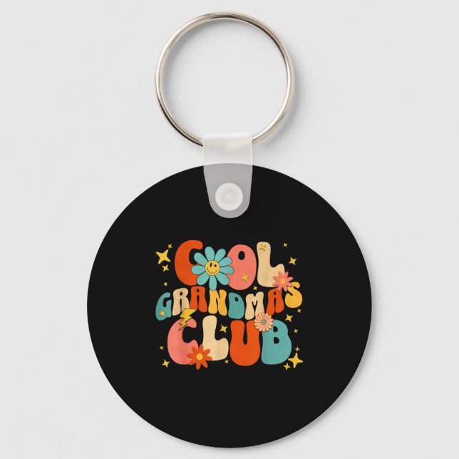 Cool Grandmas Club Groovy Retro Funny New Grandma  Key Ring (Front)