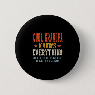 Cool grandpa knows everything father's day retro 6 cm round badge