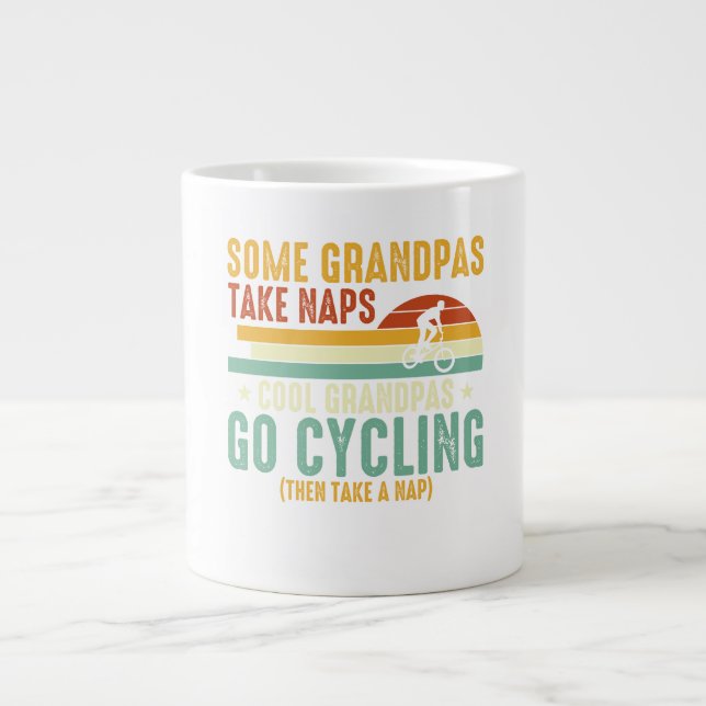 Cool Grandpas Go Cycling Large Coffee Mug (Front)