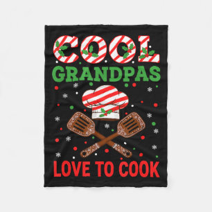 Cool Grandpas Love To Cook Festive Fun Candy Cane  Fleece Blanket