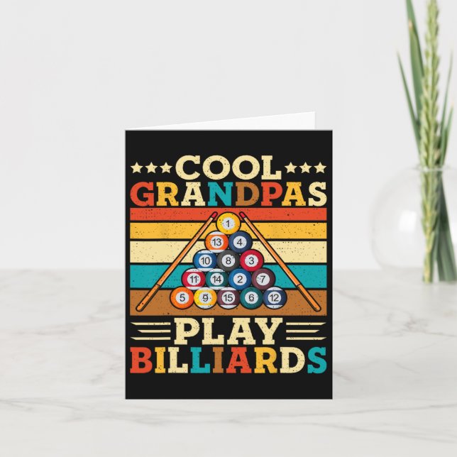Cool Grandpas Play Billiards Retro Snooker Pool Pl Card (Front)