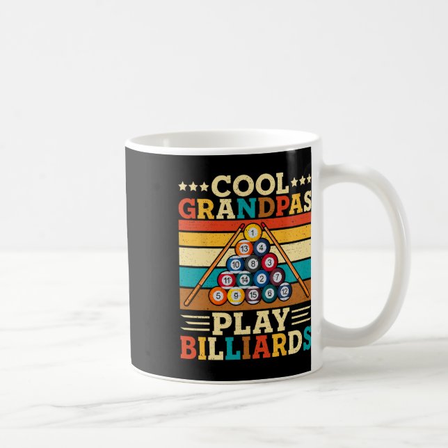 Cool Grandpas Play Billiards Retro Snooker Pool Pl Coffee Mug (Right)