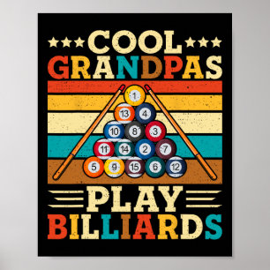 Cool Grandpas Play Billiards Retro Snooker Pool Pl Poster