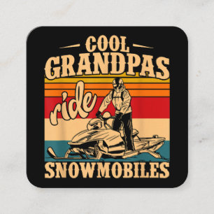Cool Grandpas rides Snowmobiles Snowmobile Snowmob Square Business Card