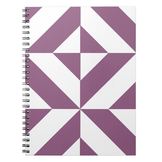 Cool Grape Geometric Deco Cube Pattern Spiral Notebook (Front)