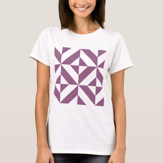 Cool Grape Geometric Deco Cube Pattern T-Shirt (Front)