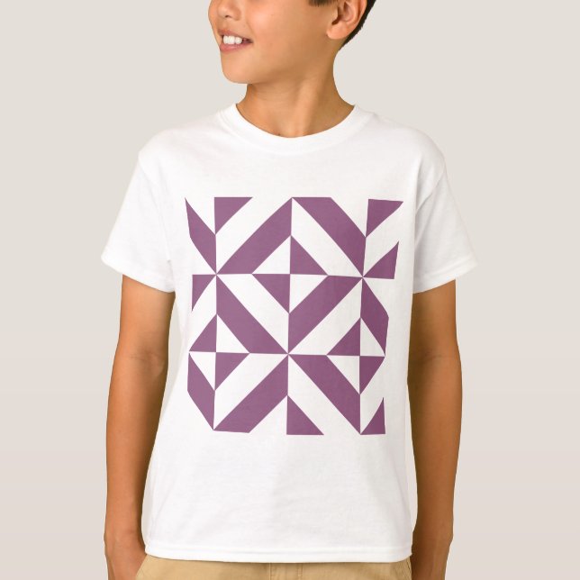 Cool Grape Geometric Deco Cube Pattern T-Shirt (Front)