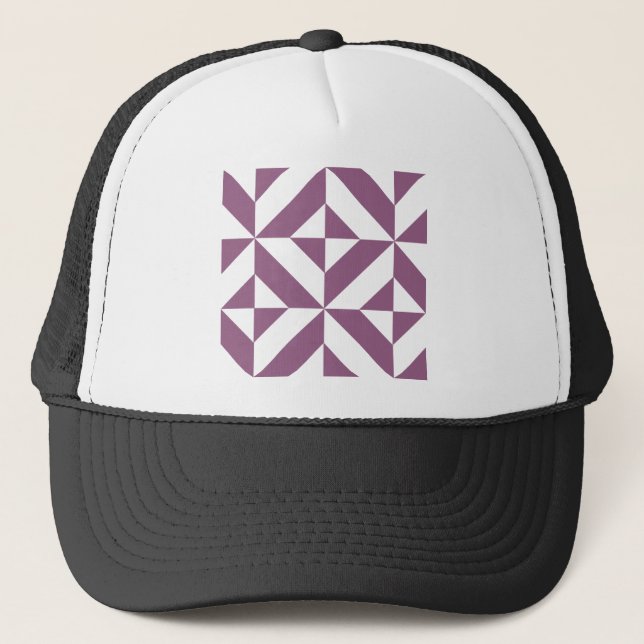 Cool Grape Geometric Deco Cube Pattern Trucker Hat (Front)