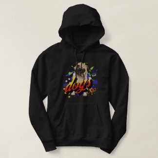Cool graphic cute dog lover men black hoodie