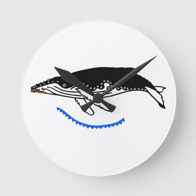 Cool graphic Humpback Whale - Wildlife - Marine Round Clock (Front)