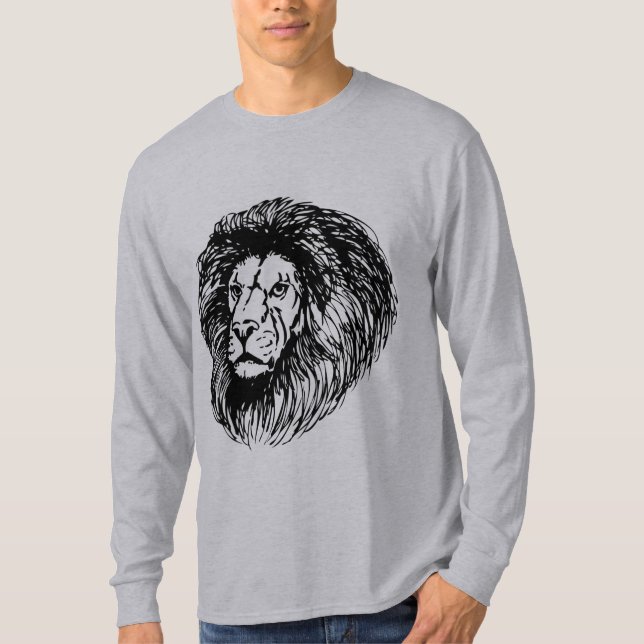 Cool Graphic lion print for him grey  T-Shirt (Front)
