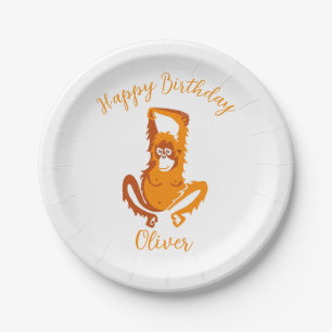 Cool graphic ORANGUTAN - Happy Birthday -- Party Paper Plate