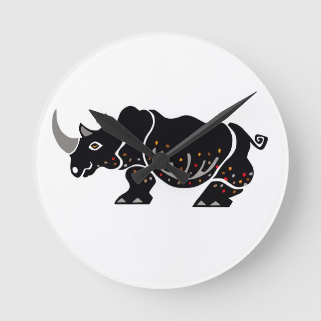 Cool graphic RHINOCEROS - Africa -Conservation Round Clock (Front)