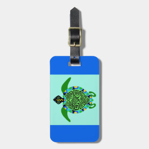 Cool graphic - Sea TURTLE - blue & green Luggage Tag