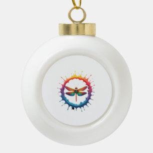 Cool Graphic Tie Dye Sunglasses Dragonfly Illustra Ceramic Ball Christmas Ornament