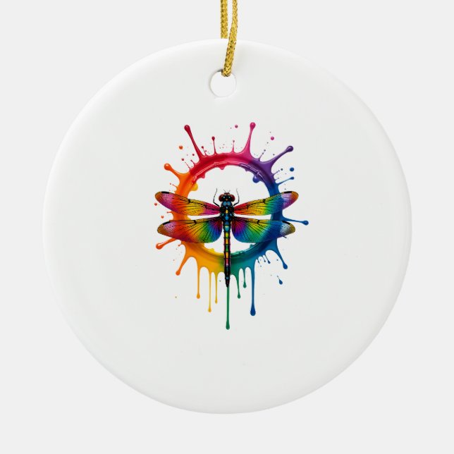 Cool Graphic Tie Dye Sunglasses Dragonfly Illustra Ceramic Tree Decoration (Front)