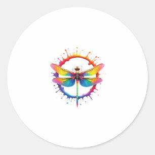 Cool Graphic Tie Dye Sunglasses Dragonfly Illustra Classic Round Sticker