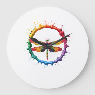 Cool Graphic Tie Dye Sunglasses Dragonfly Illustra Large Clock
