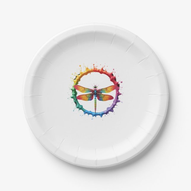 Cool Graphic Tie Dye Sunglasses Dragonfly Illustra Paper Plate (Front)
