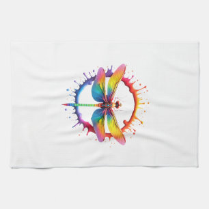 Cool Graphic Tie Dye Sunglasses Dragonfly Illustra Tea Towel