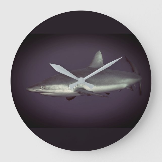 Cool Gray Reef Shark Large Clock (Front)
