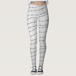 Cool gray white and black barbed wire pattern leggings