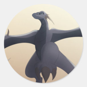 Cool Gray Wyvern Classic Round Sticker