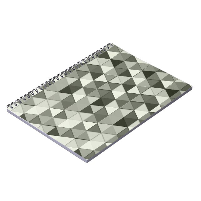 Cool Grayscale triangles geometric pattern Spiral Notebook (Left Side)