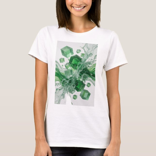 Cool Green ABSTRACT ART Design T-Shirt (Front)