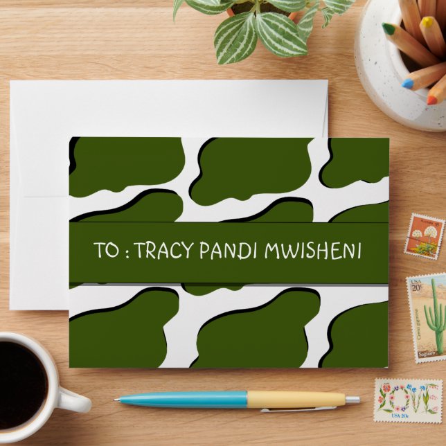 Cool green abstract art envelope (Desk)