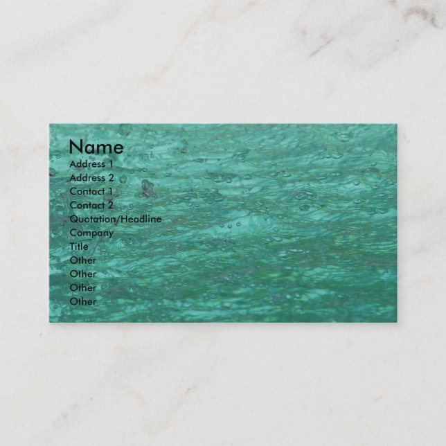 Cool Green Abstract Water Business Card (Front)