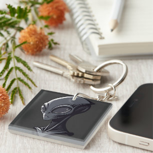Cool Green Alien Illustration - Modern Sci-Fi Char Key Ring