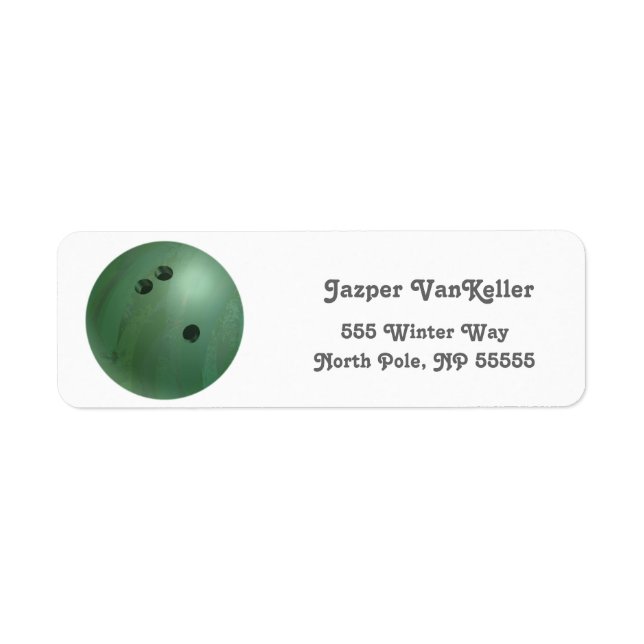Cool Green Bowling Ball Return Address Labels (Front)
